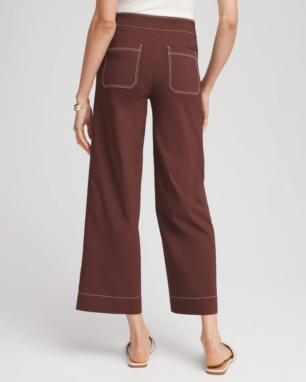 パンツ [Gimmetheyoung] CONTRAST STUD PANTS Petite Brigitte™ Utility Wide-Leg Cropped Pants | Chico's